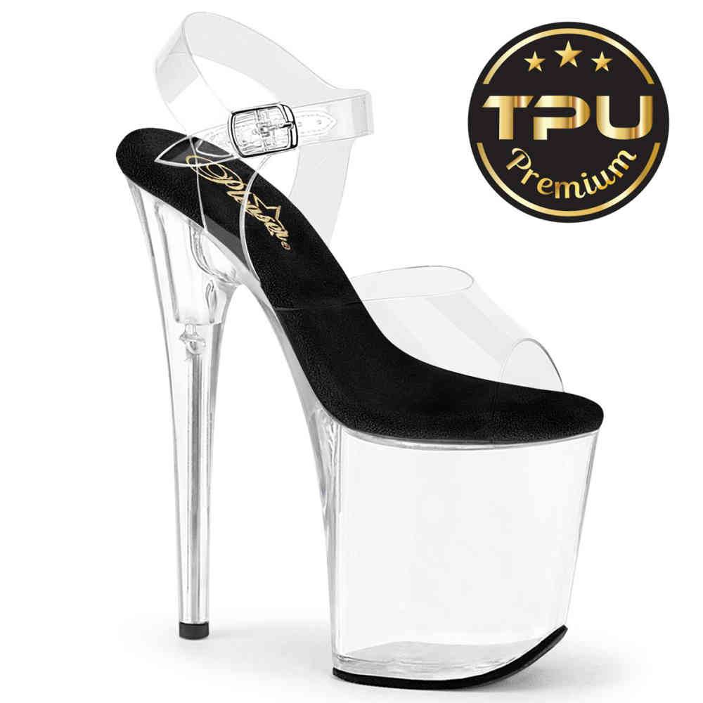 Pleaser - FLAMINGO808PREM Sandale à bride à la cheville, Pole dance chaussures - Transparent Product image